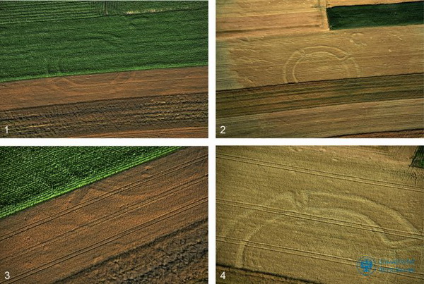 2. Rondel w Drzemlikowicach (pow. oławski) na fotografiach z 2017 (1,3) i 2018 r. (2,4; foto Piotr Wroniecki)